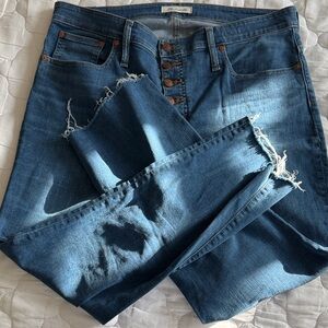 Madewell High Rise Distressed Blue Jeans